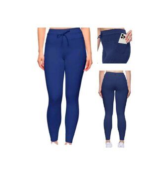 Lolë Women's Deep Cobalt Drawstring Leggings Side Pockets Size M